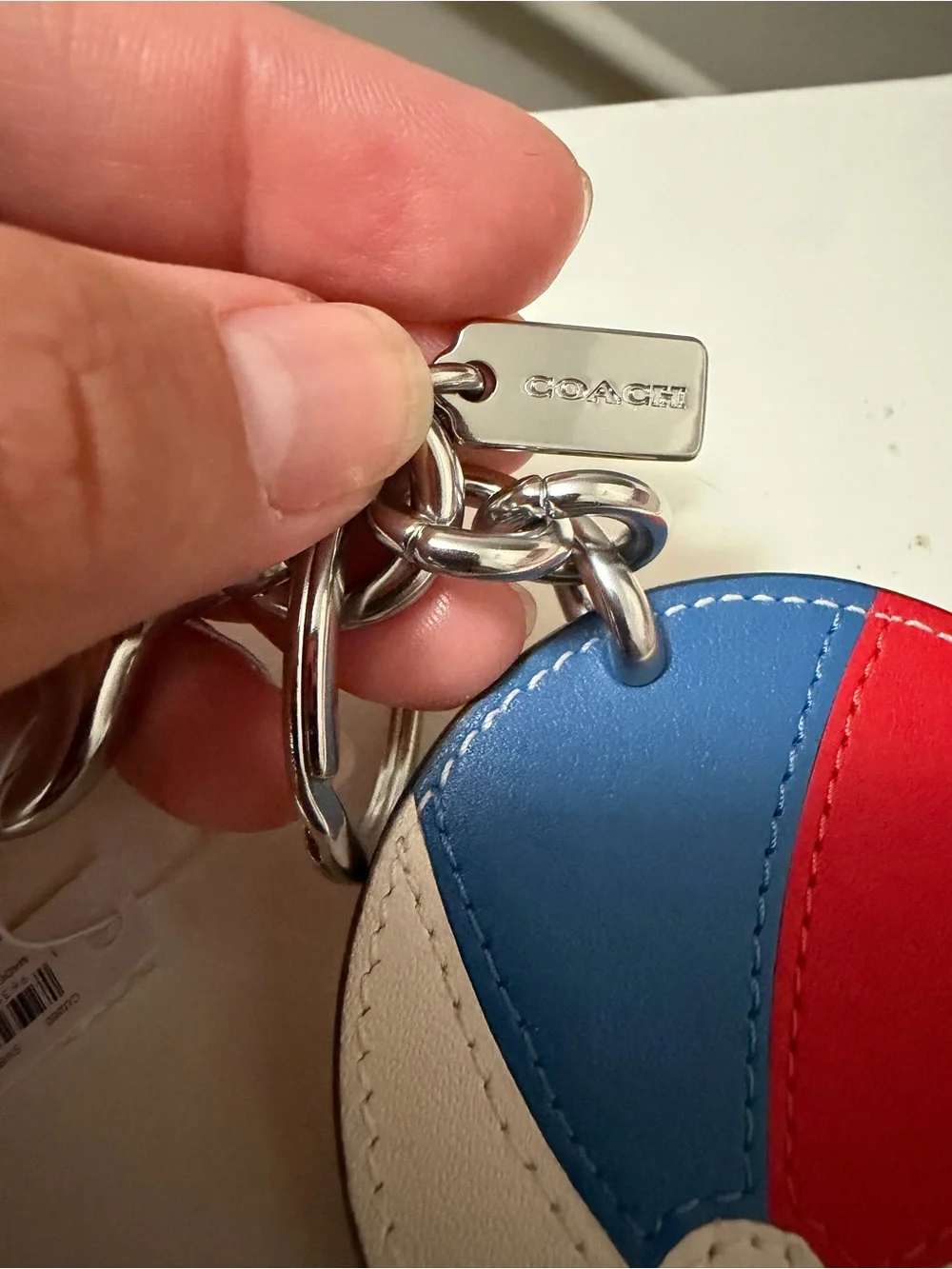 Coach Beach Ball Keychain Charm - Red, Blue, Cream